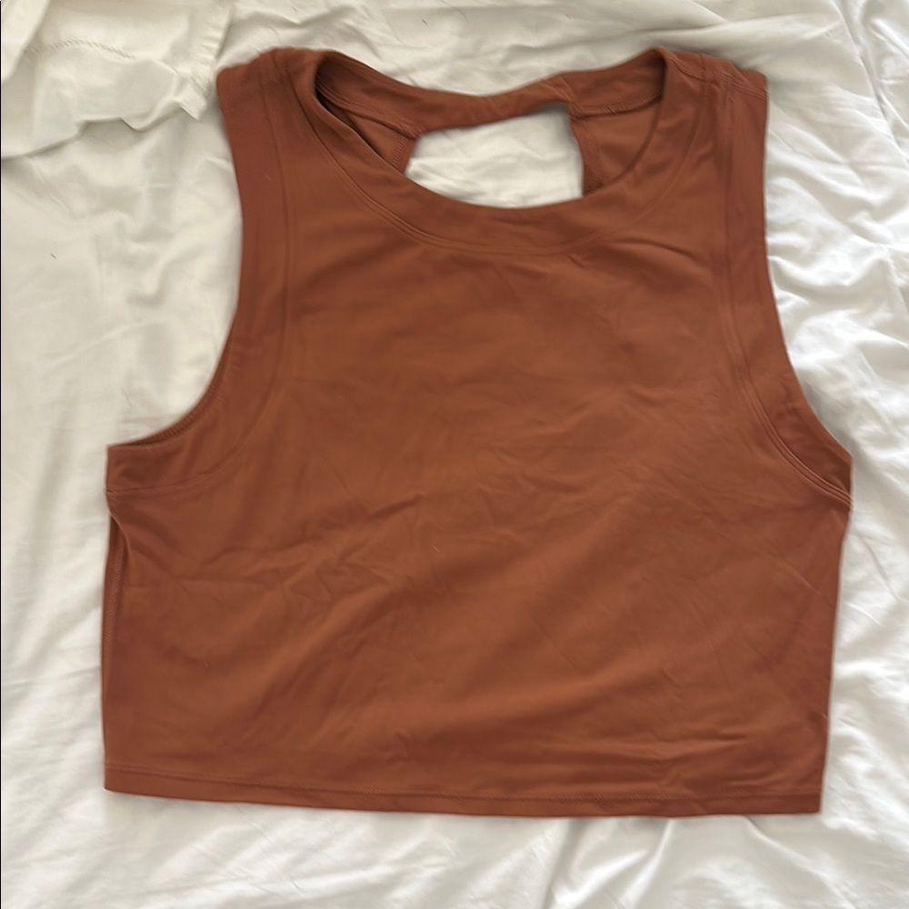 Free People Brown Cut Out Crop Tank Top